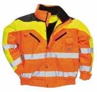 High Visibility Orange Three Tone Contrast Waterproof Bomber Jacket
